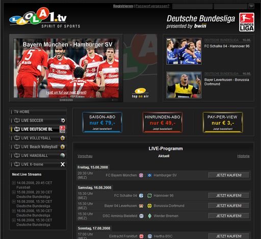 Screenshot - Deutsche Fußball Bundesliga LIVE bei LAOLA1.tv