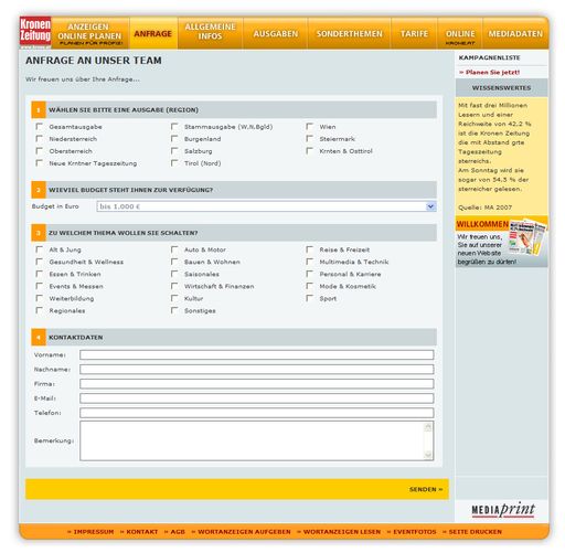 Vorschau Bild von Neue Krone B2B-Homepage - Anfrage an das Team