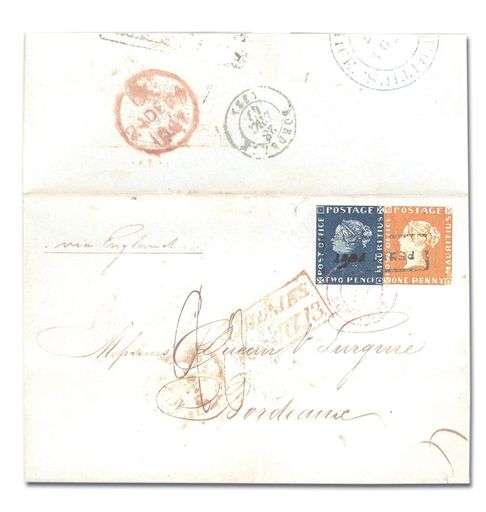 Vorschau Bild von Der teuerste Brief der Welt wird im September in Wien zu Gast sein: der Bordeaux-Brief mit einer Roten und einer Blauen Mauritius.