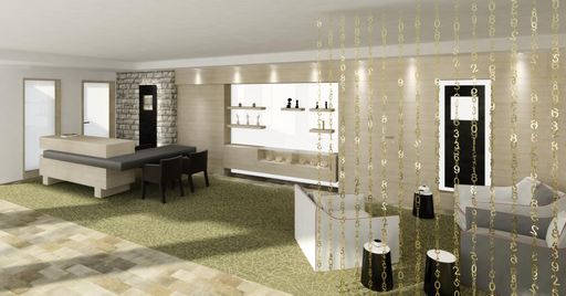  In ganz neuem Licht präsentiert sich auch der Wellnessbereich TILIA im Hotel Lindenwirt - im Bild der Eingangsbereich.