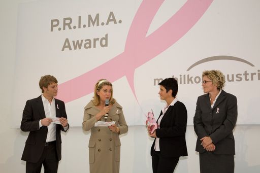 v.r.n.l. Elisabeth Mattes, P.R.I.M.A. Gewinnerin Dr. Ute Dornhecker-Pfleger, Catherine Deneuve, Christoph Feuerstein