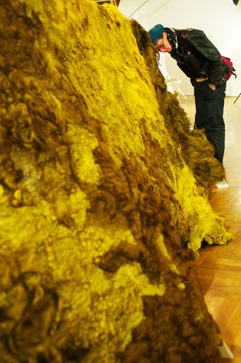 Die Ausstellung Tangible Traces im Österreichischen Museum für Volkskunde zeigt zum Beispiel eine Filzarbeit von Claudy Jongstra.
