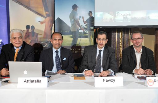 Reiseland Ägypten: Jahrespressekonferenz 2008, v.l.n.r.: Ahmed M. Moneir (Regional Manager Austria and East Europe, Egypt Air), Dr. Hazim Attiatalla (Direktor Ägyptisches Fremdenverkehrsamt in Österreich), S.E. Botschafter Ehab Fawzy (Botschafter der Republik Ägypten in Österreich), Max Nemeth (ETI Express Travel International)
http://pressefotos.at/m.php?g=1&u=1&dir=200810&e=20081016_e&a=event