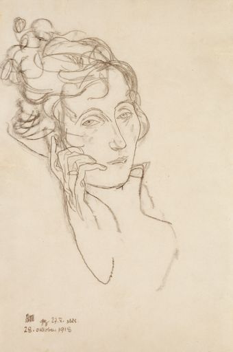 Egon Schiele (1890 - 1918)
Edith Schiele, sterbend, 1918, Edith Schiele, Dying, Schwarze Kreide auf Papier, Black chalk on paper, 44x29,7cm, Leopold Museum Wien Inv.Nr. 2382