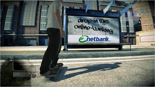 Vorschau Bild von Die von spielplatz.cc für netbank entwickelte Ingame-Advertising-Kampagne platziert regelmäßig Banner im beliebten PC- und Xbox-Spiel Skate von Electronic Arts.