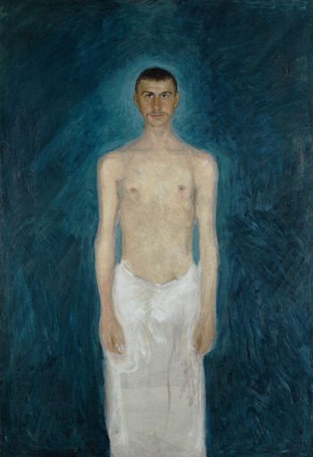 Vorschau Bild von Richard Gerstl - Selbstbildnis als Halbakt (vor blauem Hintergrund), 1904/05, Öl/Leinwand, 159 cm x 109 cm