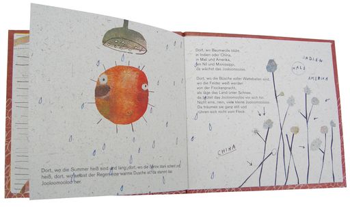  "das jooloomooloo" sprich: Tschulumulu. Bilderbuch aus 
Elefantendungpapier. Text: Doron Rabinovici, Illustration: Christina  Gschwanter.