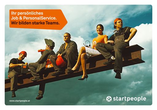 Vorschau Bild von Allgemeines Plakatsujet, betont Positionierung/Claim von Personalberater USG People Austria GmbH ("Wir bilden starke Teams.")