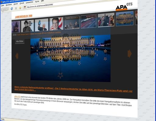 Eine Auswahl der besten OTS-Bilder des Jahres 2008 finden Sie unter: http://www.ots.at/jahresrueckblick/2008/