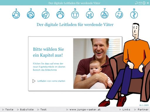 Vorschau Bild von Screenshot des digitalen Leitfadens auf www.junge-vaeter.at