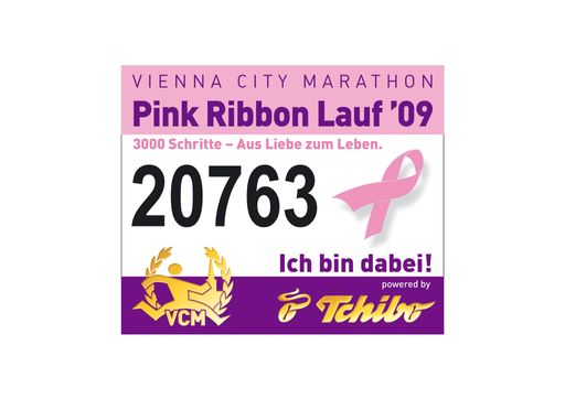 Die Startnummer zum Pink Ribbon Lauf.