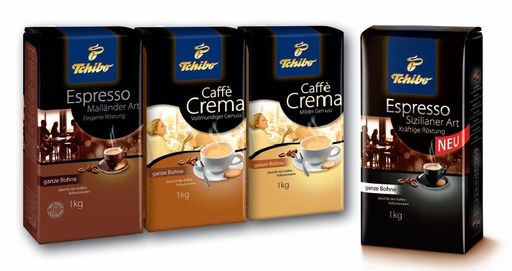  Tchibo komponierte mit ausgefeilter Kaffee Expertise vier neue Tchibo Espresso und Caffè Crema Sorten.