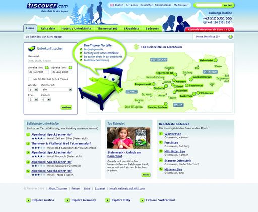 Am 1. Mai launcht Tiscover das neue Alpenportal mit Fokus auf online buchbare Unterkünte und Destinationen in den Alpen.