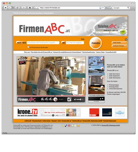  Auf firmenabc.at können sich User ein detailiertes Bild über rund 400.000 Firmen - darunter 5.000 mit Unternehmensporträts, 150.000 mit Firmenbuchdaten sowie 1.800 mit Filmreportagen - machen
