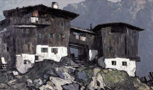  MULLEY Oskar, 1891 - 1949 (10 Werke in der Auktion); Bergbauernhof.Rustem - Öl auf Leinwand, 99,6 x 170 cm; Euro 20.000 - 30.000.