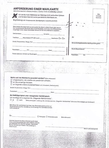 Anforderung einer Wahlkarte