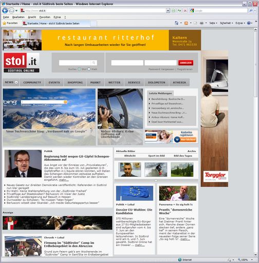 Südtirol Online relauncht Website www.stol.it - Infrastruktur von APA-IT aus Wien.