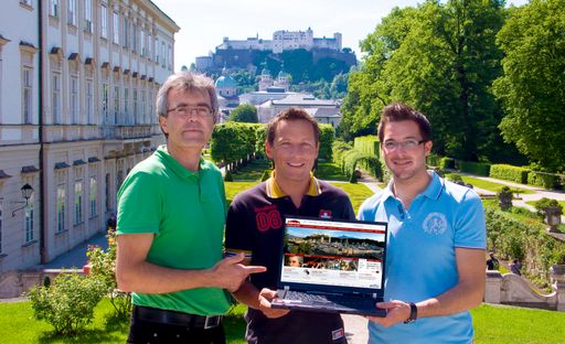 Team von salzburg.info präsentiert die neue Website: Otto Szeitl (salzburg.info), Mag. Patrick Edelmayr (elements.at), Mag.(FH) Stephan Siller (salzburg.info)