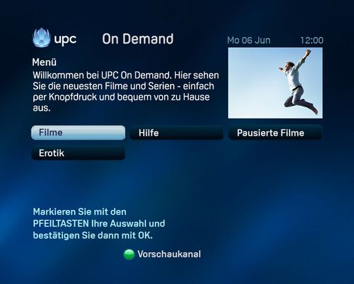 Mit dem runderneuerten Video on Demand Angebot von UPC sehen Digital TV-Kunden aktuelle Filme, wann immer sie wollen - und das 24 Stunden lang ab Filmbestellung.