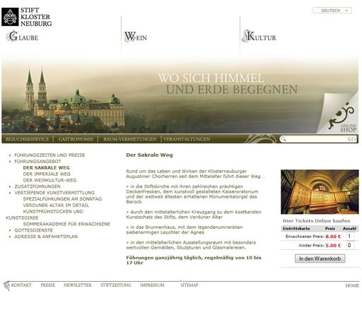 Vorschau Bild von Karten ohne Warten: Online-Tickets absofort auf www.stift-klosterneuburg.at