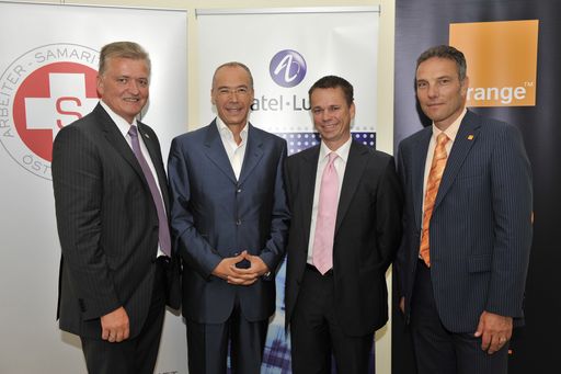 Im Bild Foto v.l.n.r.: Franz Schnabl, ASBÖ-Präsident, Univ. Prof. Dr. Siegfried Meryn, Facharzt für Innere Medizin, Mag. Harald Himmer, Generaldirektor Alcatel-Lucent Austria AG, Michael Krammer, CEO Orange