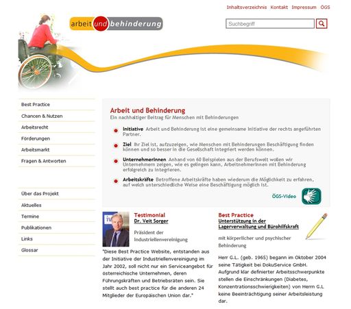 Screenshot Website www.arbeitundbehinderung.at