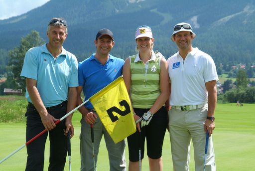  Hotel Post Lermoos, Horst Dengg Gedenk & Charity Golfturnier - von links nach rechts: Leonhard Stock, Roland Schönegger, Niki Hosp, Stephan Eberharter