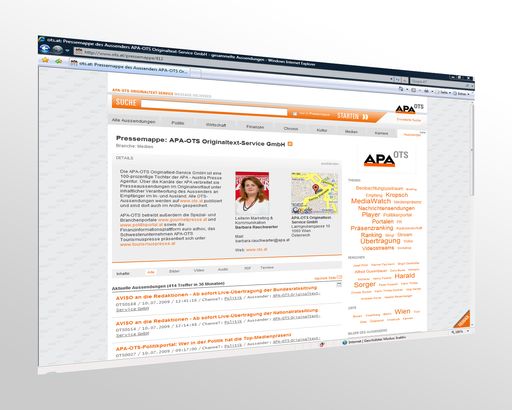 Screenshot des Aussenderprofils