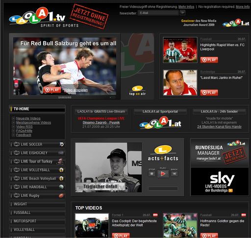 Freier Videozugriff auf alle Video-Highlights und LIVE-Streams auf www.laola1.tv.