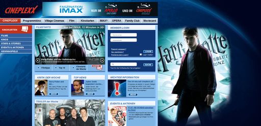 Vorschau Bild von Screenshot www.cineplexx.at Startseite