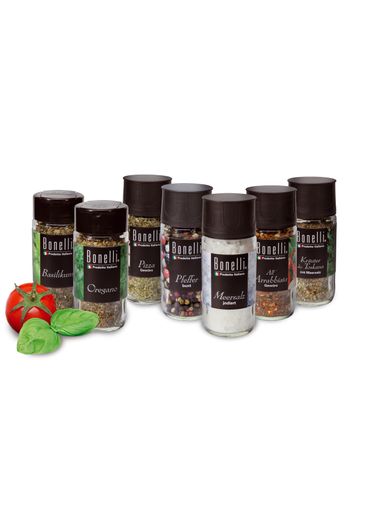 Vorschau Bild von Sieben sinnliche Gewürzmischungen - ob frisch gemahlen aus der Mühle oder getrocknet aus dem Streuer - vollenden nun die vielfältige Produktpalette von Bonelli.
