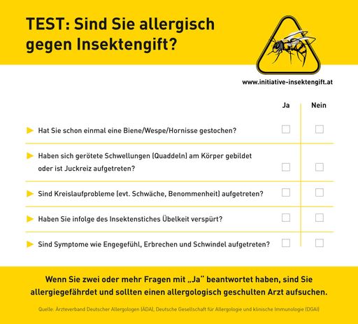 Vorschau Bild von 5-Fragen-Selbsttest: "Sind Sie allergische gegen Insektengift?"