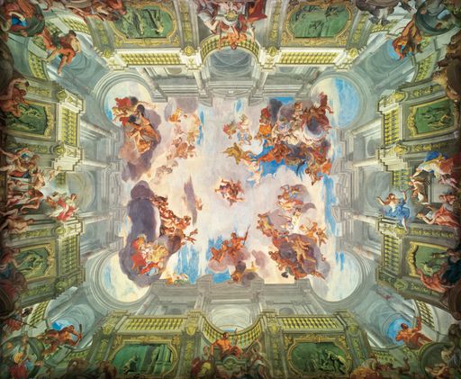 Andrea Pozzo (1642-1709): Deckenfresko im Herkulessaal des Gartenpalais Liechtenstein, 1704-1708