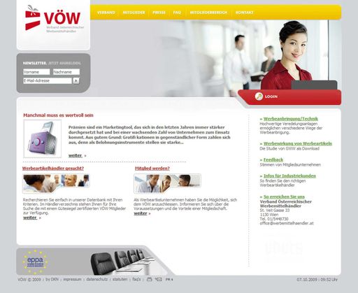 Vorschau Bild von Screenshot neue Website VÖW