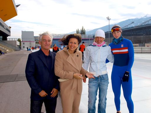 vl.: Dr.Michael Bielowski (GF OLympiaworld), Wirtschaftslandesrätin Patrizia Zoller-Frischauf, Emese Dörfler-Antal und Österreich Nachwuchshoffnung und Olympiateilnehmerin Anna Rokita