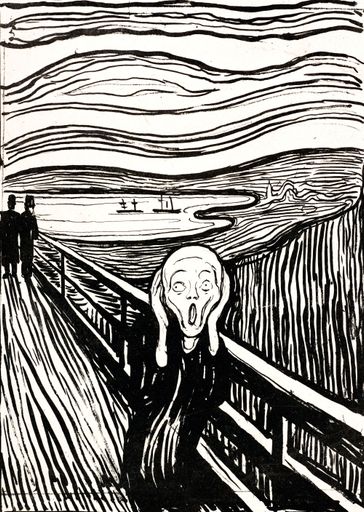 Vorschau Bild von EDVARD MUNCH Geschrei, 1895
Lithografie mit Fettkreide und Tusche auf Papier
35,3 x 25,3 cm Munch-museet, Oslo