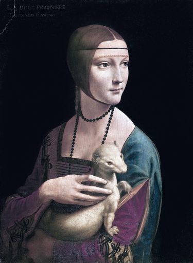 Leonardo da Vinci. Lady with an Ermine.(Oli on panel, 54 x 39 cm).
