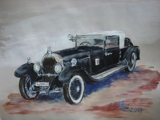  Austro Daimler ADR 6 aus dem Siegfried Marcus Museum in Stockerau,  Aquarell von Carmen Krisai-Chizzola, CKC