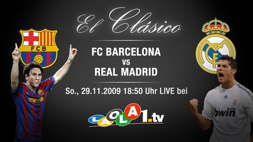 LAOLA1.tv - das internationale online Sport TV - überträgt am Sonntag, 29. November ab 18:50 Uhr LIVE und KOSTENLOS das absolute Highlight der spanischen Primera División: das Duell der beiden Giganten FC Barcelona und Real Madrid. Fans in Deutschland und Österreich genießen den "El Clásico" als gratis Video-LIVE-Stream auf www.laola1.tv.