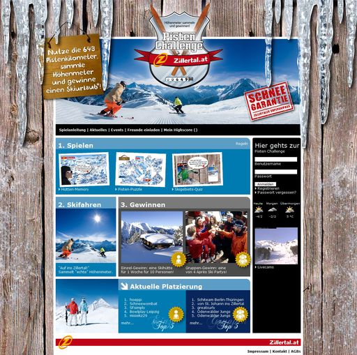 Die Aufgabe für Teilnehmer beim neuen Online-Spiel unter http://www.zillertal-pistenchallenge.com ist es real und virtuell Pistenkilometer im Zillertal sammeln.