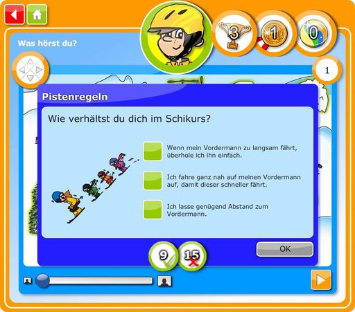 Vorschau Bild von Frage zu den Pistenregeln - Einzigartige Sammlung von Online-Lernspielen kostenlos auf www.schlaue-kids.net abrufbar