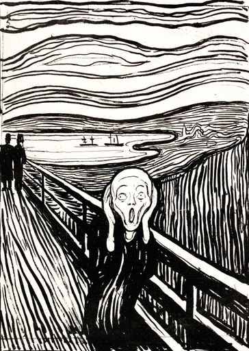  EDVARD MUNCH.Geschrei, 1895.Lithografie mit Fettkreide und Tusche auf Papier.35,3 x 25,3 cm.Munch-museet, Oslo.