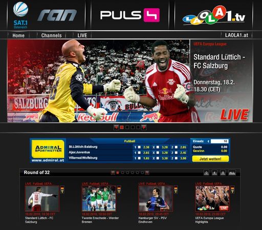 Am Donnerstag brennt der Rasen: Der amtierende Meister aus Österreich trifft im 1/16-Finale auf den belgischen Vertreter Standard Lüttich. Auf www.rantv.at powered by LAOLA1.tv ist man am Donnerstag, 18.02. ab 18:30 Uhr LIVE im Internet dabei.