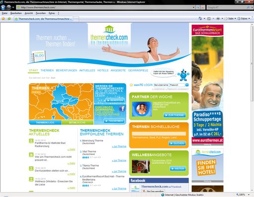  Die stets steigenden Userzahlen beim Onlineportal thermencheck.com bestätigen den anhaltenden Trend, dass Thermenurlaube nach wie vor bei Jung & Alt sehr beliebt sind.