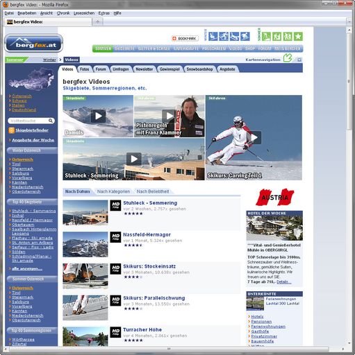 Vorschau Bild von In diesem Winter wurden weitere Video-Clips von Skiregionen und professionellen Skilehrfilmen  (http://www.bergfex.at/video/?m=groups) in HD gedreht.
