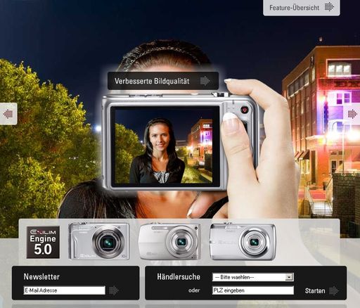  CASIO präsentiert die Engine 5.0 der beliebten Kameramarke EXILIM mit eigenem Webspecial von spielplatz.cc. Für die Einführung der Engine 5.0, des neuen Bildprozessors der CASIO Exilim Digitalkameras, wurde ein 360-Grad-Panorama kreiert, das anhand alltäglicher Fotosituationen den Mehrwert der neuen Technologie plakativ zeigt.