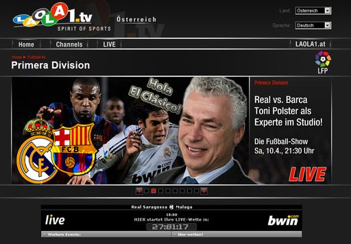 El Clásico - der Kampf der Giganten. LAOLA1.tv - das internationale online Sport TV - präsentiert seinen Usern das absolute Spitzenspiel der internationalen Fußballszene.