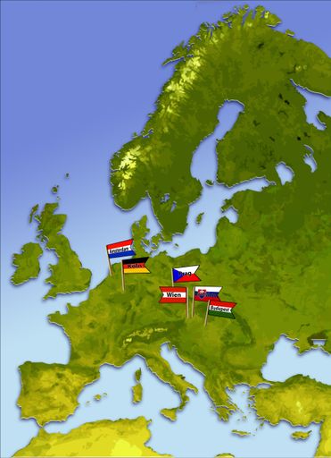 Vorschau Bild von Europakarte mit den am Projekt beteiligten Städten