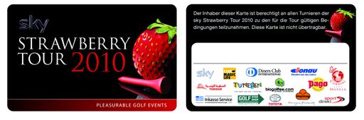 Vorschau Bild von Vorder- und Rückansicht der Sky Strawberry Tour Card, der vom ICMA prämierten besten Kundenkarte 2010