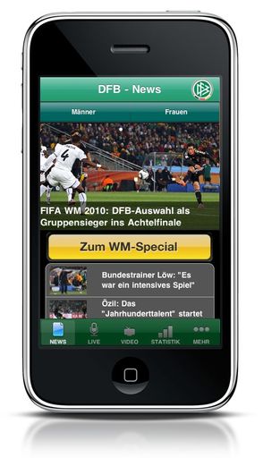Die offizielle App des Deutschen Fußball-Bundes ist im App-Store von Apple kostenlos erhältlich und wurde in den ersten Tagen schon über 25.000 Mal heruntergeladen